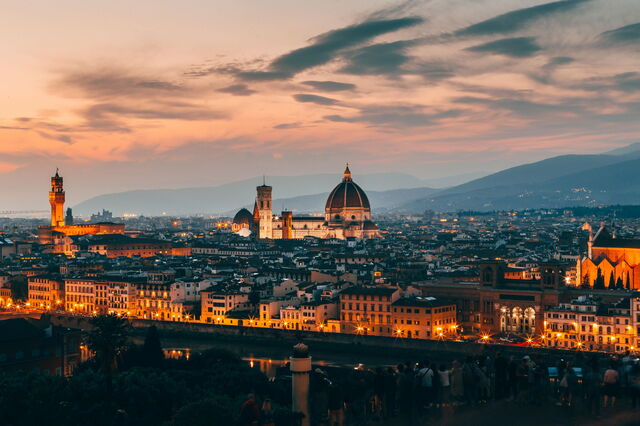 Florence à la tombée de la nuit