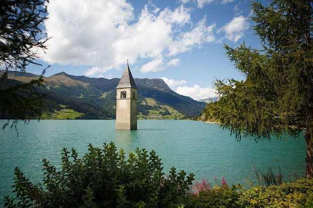 Le clocher du Lac Reschen