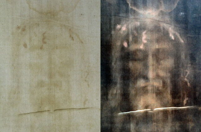 Photo numérique du visage sur le linceul de Turin
