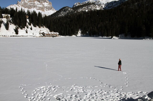 Le lac Misurina gelé