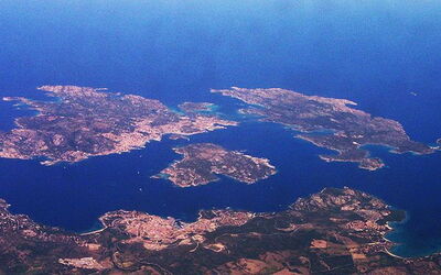 Vue aérienne des îles de La Maddalena