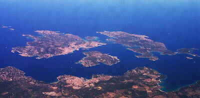 Vue aérienne des îles de La Maddalena