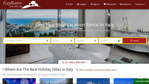 Villas en Italie, Page d'accueil
