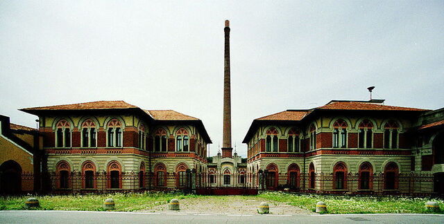 Les bureaux de l'usine à Crespi d'Adda