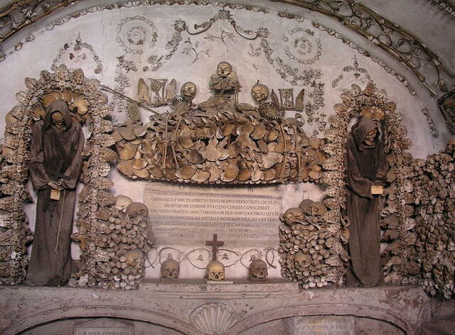 Les murs ornés de la Crypte des Capucins à Rome