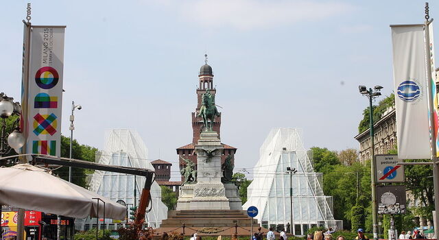L'entrée de l'expo sur la Piazza Castello