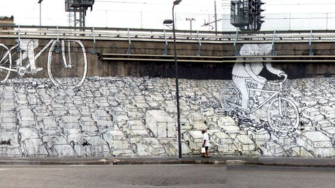 Graffiti de Blu a Milan sur la Piazza Monte Titano