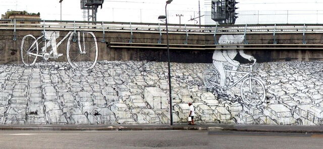 Graffiti de Blu a Milan sur la Piazza Monte Titano