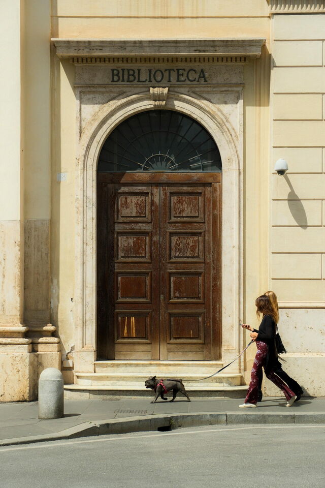 Promener son chien dans une ville italienne
