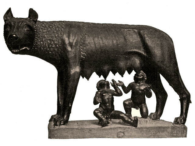 Une Louve allaite Romulus et Rémus