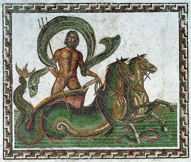 Mosaïque de Neptune en mer