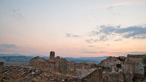 Coucher de soleil sur Craco
