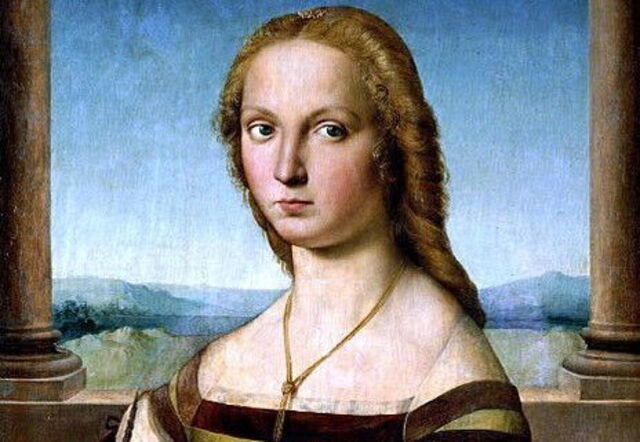 Portrait de jeune femme à la licorne, Raphaël, détail