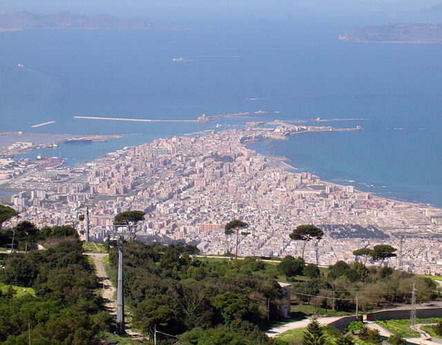 Vue de Trapani du mont Erice