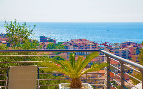 Villa Il Poggiolo Apartments - Diano Marina: Propriété, Balcon, Bleu Majorelle, Immobilier, Bâtiment, Arbre, Condominium, Plante, Appartement, Recours
