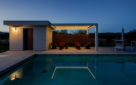 Incanto Toscano: Piscine, Composite, Ombre, Recours, Mobilier De Jardin, Conception, Crépuscule, Structure En Plein Air, Tache De Bois, Dur