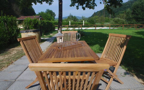 Casale 180: Meubles, Chaise, Table, Tableau De Plein Air, Mobilier De Jardin, Chaise Pliante, Bois, Dur, Arbre, Pièce