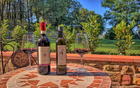 Sole Nel Prato: Boisson, Bouteille, Boisson Alcoolisée, Liqueur, Bouteille De Vin, Paysage, Herbe, Arbre, Bouteille En Verre, Du Vin