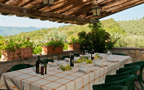 Casavecchia: Table, Plante, Fleur, Propriété, Meubles, Vaisselle, Pot De Fleur, Bouteille, Chaise, Nappe De Table