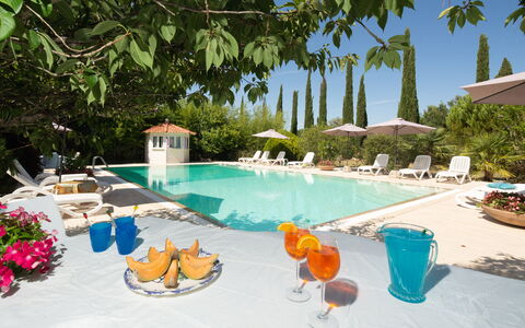 Villa Lorenzana: L'Eau, Plante, Propriété, Meubles, Piscine, Bleu Azur, La Nature, Vaisselle, Chaise, Arbre