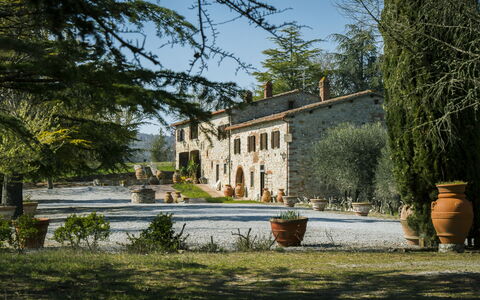 Villa Di Gaiole: Plante, Bâtiment, Ciel, Fenêtre, Pot De Fleur, Arbre, Maison, Herbe, Paysage, Façade