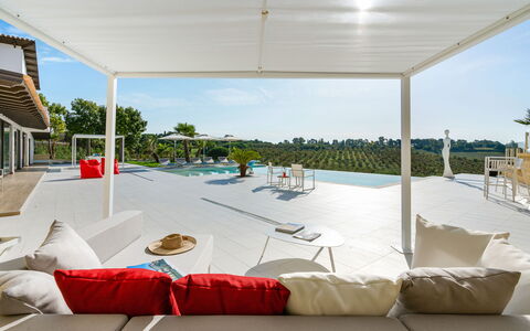 Villa Agrigenta - Ribera, Sicilia: Ciel, Propriété, Ombre, Mobilier De Jardin, Bâtiment, Balancelle, Zone Résidentielle, Salon, Confort, Piscine