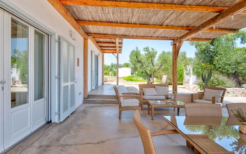 Villa Del Capitolo Con Trullo: Plante, Ombre, Bois, Fenêtre, Porte, Porche, Arbre, Faisceau, Immobilier, Plafond