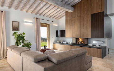 Villa Velari In Volterra With Private Pool, Ac: Propriété, Meubles, Plante, Bâtiment, Confort, Bois, Salon, Design Intérieur, Architecture, Sol
