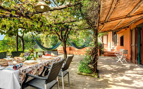 Villa Sorrentina With Panoramic Terrace: Meubles, Plante, Bâtiment, Table, Arbre, Fenêtre, Chaise, Ombre, Mobilier De Jardin, Immobilier