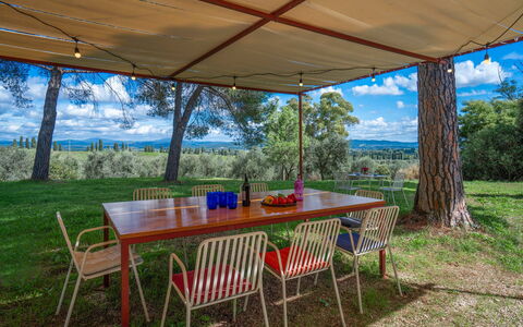 Poggetti San Luigi Country Home Follonica: Table, Plante, Meubles, Propriété, Nuage, La Nature, Ciel, Chaise, Ombre, Tableau De Plein Air