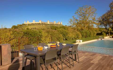 Le Torri, Borgo Campassini, Monteriggioni: Meubles, Table, Mobilier De Jardin, Chaise, Tableau De Plein Air, Table Cuisine Et Salle A Manger, Jardin, Ombre, Arrière-Cour, Eco Hôtel