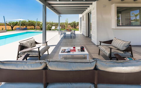 Villa Marzamemi: Meubles, Mobilier De Jardin, Chaise, Recours, Ombre, Piscine, Patio, Eco Hôtel, Structure En Plein Air, Tableau De Plein Air