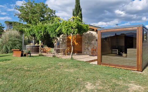 Appartamento Bellosguardo, Wifi, Near Perugia: Bois, Batiments Jardin, Tache De Bois, Jardin, Cabanon, Arrière-Cour, Ombre, Structure En Plein Air, Cabane En Rondins, Dur