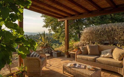 Villa Olivo: Meubles, Bois, Mobilier De Jardin, Chaise, Pot De Fleur, Table, Ombre, Porche, Jardin