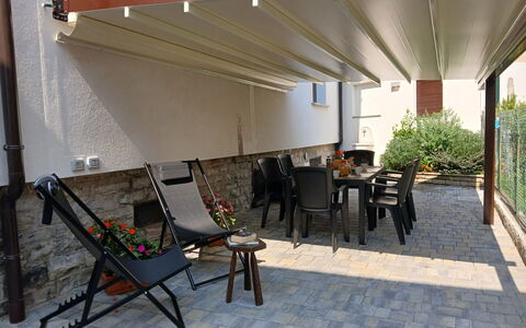 Irene: Store, Pot De Fleur, Ombre, Structure En Plein Air, Plante D'Appartement, Patio, Tache De Bois, Pergola, Mobilier De Jardin, Cour