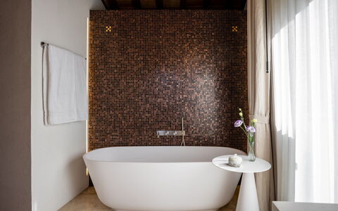 Il Gabbro, Luxury Experience: Mur, Luminaire Plomberie, Design Intérieur, Sol, Salle De Bains, Baignoire, Marron, Sol, Éclairage, Plomberie
