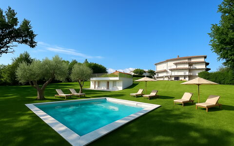 Villa al Glicine: Piscine, Jardin, Lot Terre, Pelouse, Recours, Ombre, Biens, Aménagement Paysager, Cour, Ferme