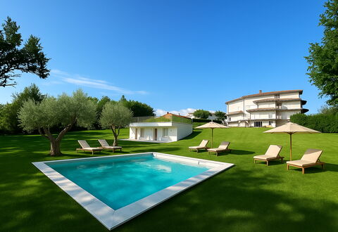 Villa al Glicine: Piscine, Jardin, Lot Terre, Pelouse, Recours, Ombre, Biens, Aménagement Paysager, Cour, Ferme