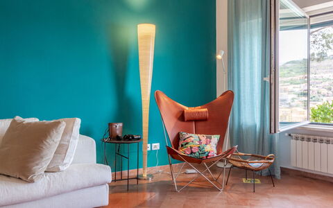Villa Fior di Roccia: Meubles, Design Intérieur, Orange, Domicile, Pièce, Salon, Chaise, Peindre, Lampe, Tache De Bois
