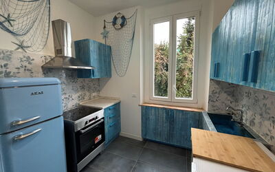 Focaincontromano Apartment with Sea View, Genoa: Cuisine, Appareil De Cuisine, Principaux Appliance, Comptoir, Design Intérieur, Sol, Cabinetry, Électroménager, Cuisinière, Sol