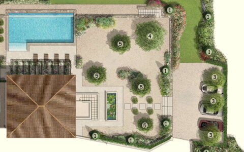 Villa Elisa: Jardin, Aménagement Paysager, Arrière-Cour, Conception, Cour, Cour, Patio, Structure En Plein Air, Dalle, Manoir