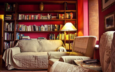 Selvamica: Meubles, Design Intérieur, Bibliothèque, Sol, Rouge, Rayonnage, Bois, Étagère, Sol, Salon