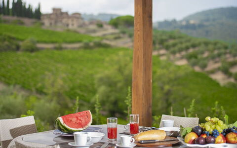 Villa del Fattore: Vaisselle, Meubles, Table, Aliments, Colline, Serveware, Drinkware, Chaise, Vaisselle, Chaîne De Montagnes