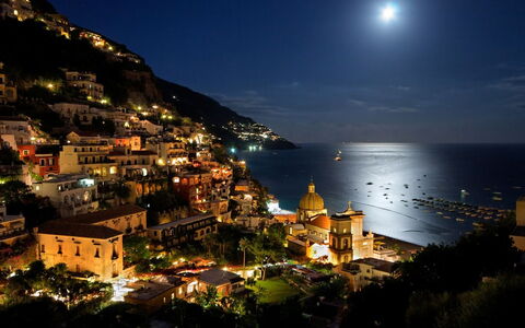 Casa Amalfitana: Nuit, Côte, Mer, Cotiers Et Relief Océaniques, Minuit, Océan, Rive, Soirée, Plage, Ville Resort