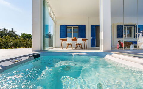 Villa Betty: Bleu, Composite, Piscine, Loisir, Recours, Mobilier De Jardin, Ombre, Villa, Conception, Eco Hôtel