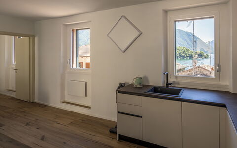 Next Comacina, Lago di Como with Garage: Sol, Bois, Design Intérieur, Sol, Comptoir, Plafond, Parquet, Cuisine, Domicile, Meubles