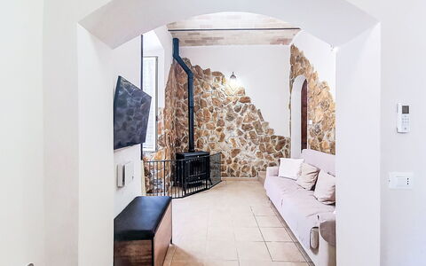La Terrazza di Caramanico: Mur, Sol, Design Intérieur, Sol, Plafond, Pièce, Mur De Pierre, Salon, Canapé