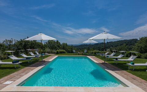Il Colle di Donna Ilaria 12: Bleu, Piscine, Colline, Jardin, Aménagement Paysager, Recours, Balancelle, Plantation, Mobilier De Jardin, Cumulus