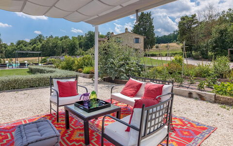 Villa le Fontane 12: Meubles, Mobilier De Jardin, Table, Chaise, Tableau De Plein Air, Jardin, Table Cuisine Et Salle A Manger, Structure En Plein Air, Patio, Ombre