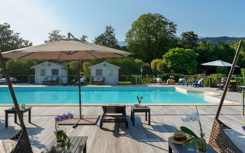 Villa Barchessa Panigai 8: Piscine, Parapluie, Mobilier De Jardin, Recours, Loisir, Des Loisirs, Balancelle, Ombre, Chaise, Eco Hôtel